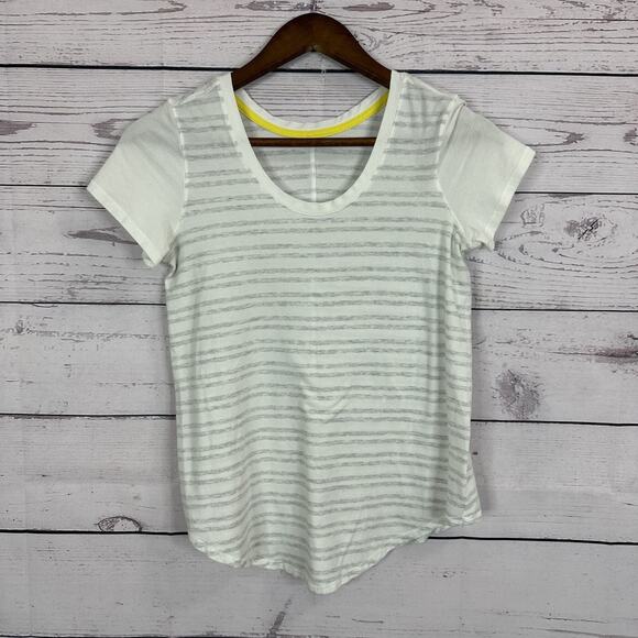Lululemon Tee Shirt Top 4 Gray Short Sleeve Vneck Gym Casual Basic - Picture 1 of 10